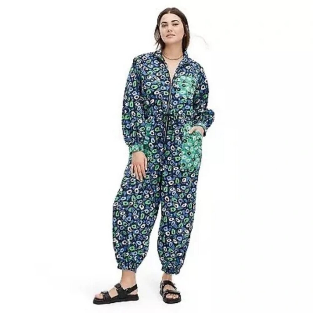Diane Von Furstenberg DVF for Target Nylon Jazz Dot Green Sports Jumpsuit